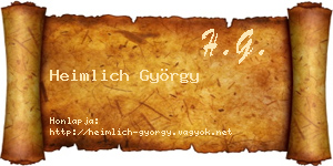 Heimlich György névjegykártya